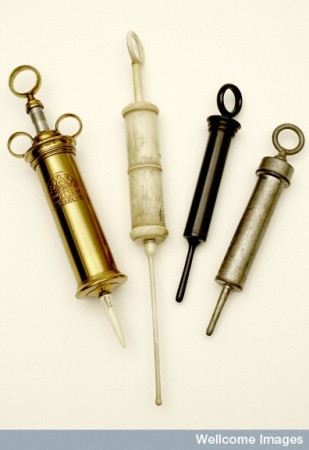 L0036372 Brass, ivory, ebony and pewter enema syringe Credit: Wellcome Library, London. Wellcome Images images@wellcome.ac.uk http://wellcomeimages.org Brass, ivory, ebony and pewter enema syringe Photograph 17th - 19th century Published:  -  Copyrighted work available under Creative Commons Attribution only licence CC BY 4.0 http://creativecommons.org/licenses/by/4.0/